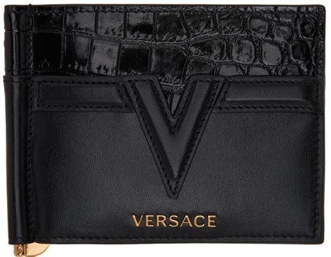 versace collection black wristlet|Versace money clip wallet.